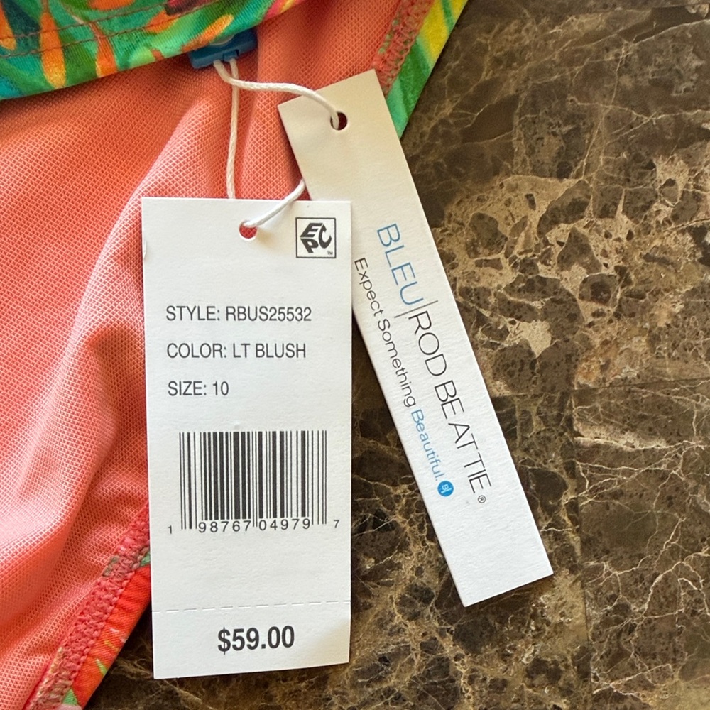 Bleu Rod Beattie Pink Tropical Leaf Swim Bottoms - Picture 2 of 7